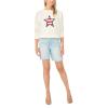 Vince Camuto Women’s Striped Star Crew Neck Long Sleeve Sweater(Antique White)
