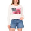 Vince Camuto Women’s Flag Print Long Sleeve Crew Neck Sweater(Antique White)