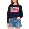 Vince Camuto Women’s Flag Print Long Sleeve Crew Neck Sweater(Classic Navy)