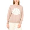 Vince Camuto Women’s Shell Motif Crew Neck Long Sleeve Sweater(Sweet Taupe)