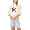 Vince Camuto Women’s Striped Star Crew Neck Long Sleeve Sweater(Antique White)