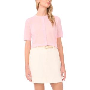 Vince Camuto Women’s Sheer Short Sleeve Cardigan(Baby Pink)