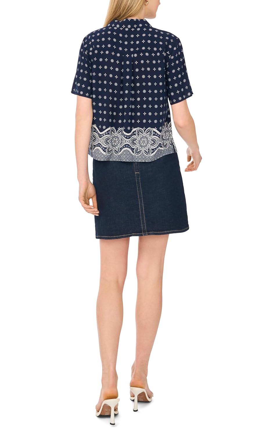 image:imageVince Camuto Womens Collar Button Down Short Sleeve ShirtClassic Navy