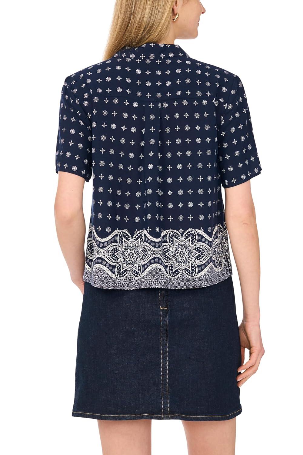 image:imageVince Camuto Womens Collar Button Down Short Sleeve ShirtClassic Navy
