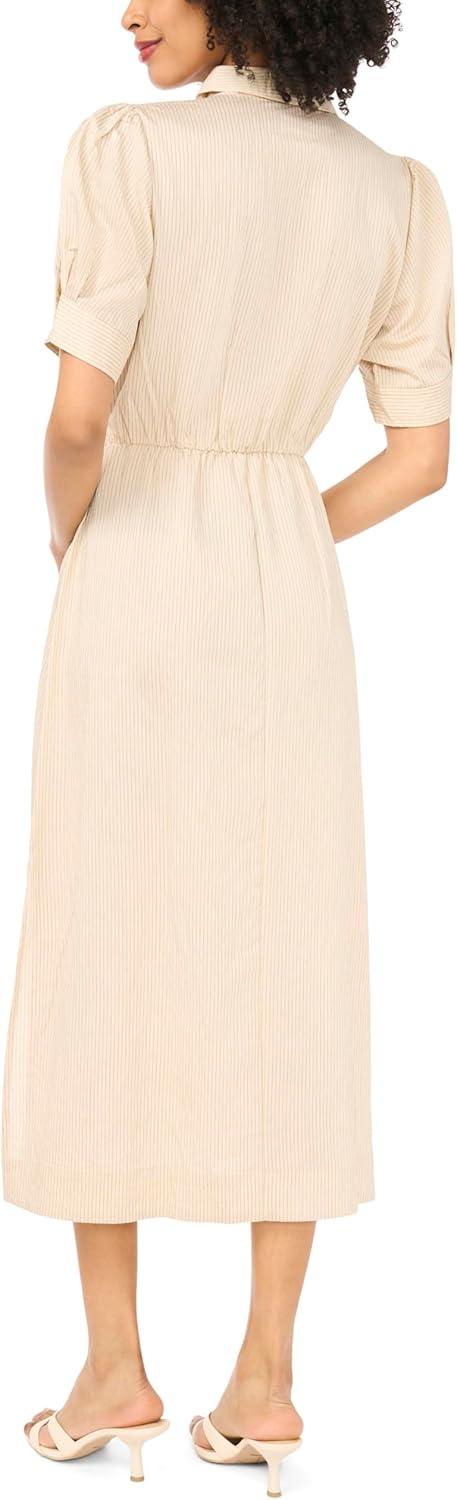image:imageVince Camuto Womens Drawcord Waist Midi Shirt DressBirch