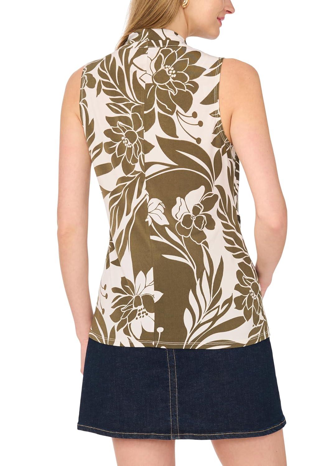 image:imageVince Camuto Womens Front Cross Over Wrap Sleeveless Tank TopBurnt Olive