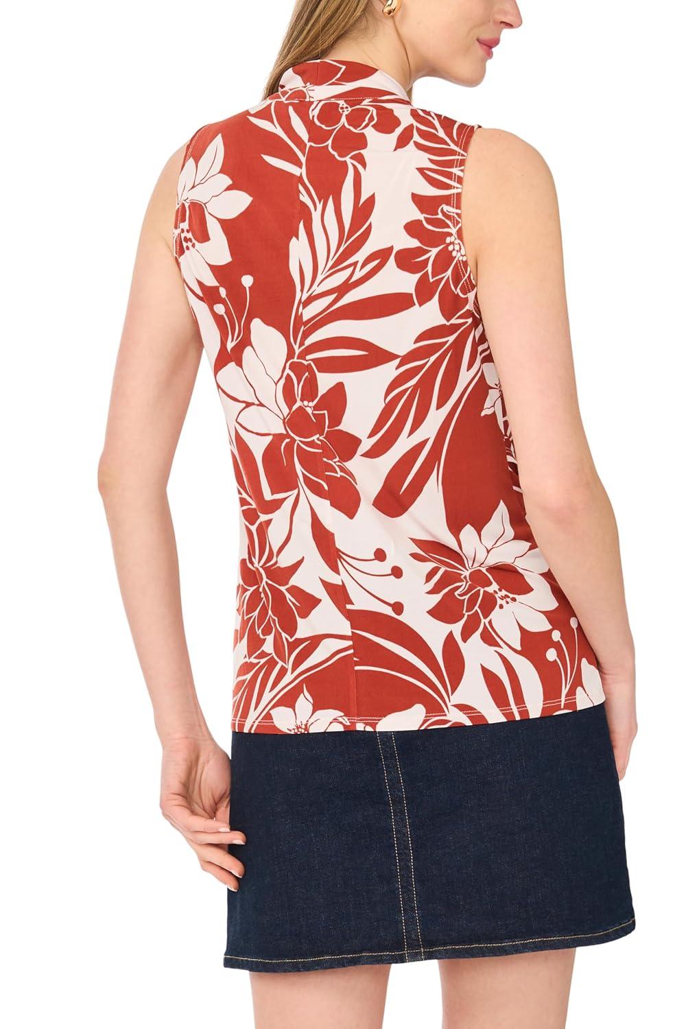 image:imageVince Camuto Womens Front Cross Over Wrap Sleeveless Tank TopRust