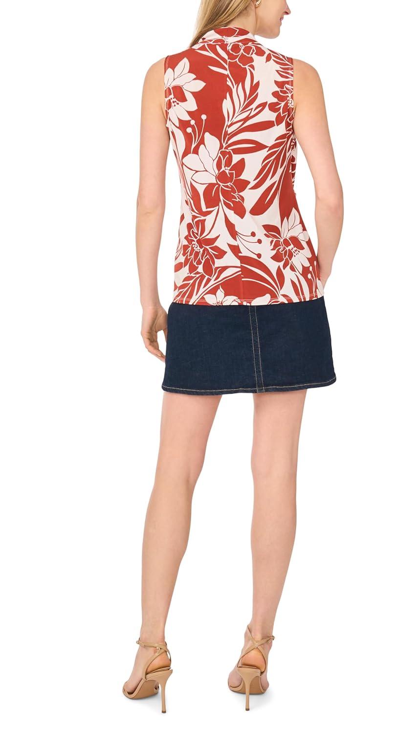 image:imageVince Camuto Womens Front Cross Over Wrap Sleeveless Tank TopRust