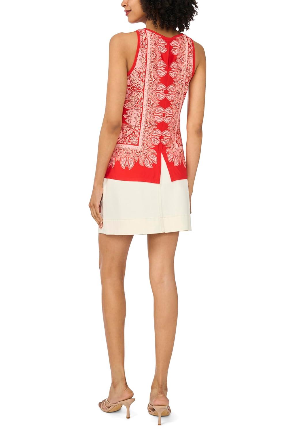 image:imageVince Camuto Womens Printed Sleeveless Tank TopLobster Red