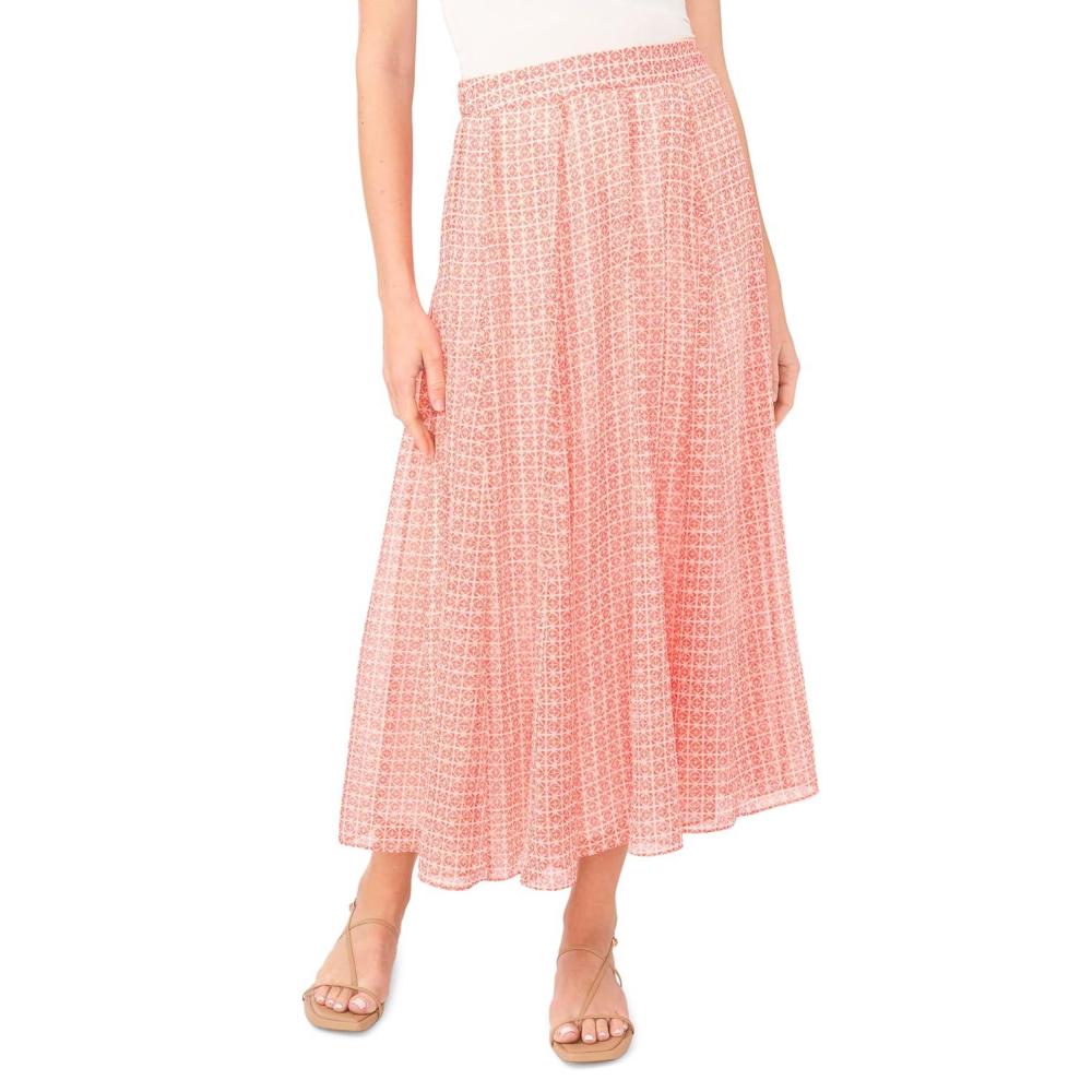 image:imageVince Camuto Womens Back Elastic Waist Flowy Maxi SkirtLobster Red