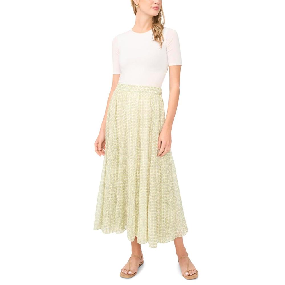 image:imageVince Camuto Womens Back Elastic Waist Flowy Maxi SkirtSage