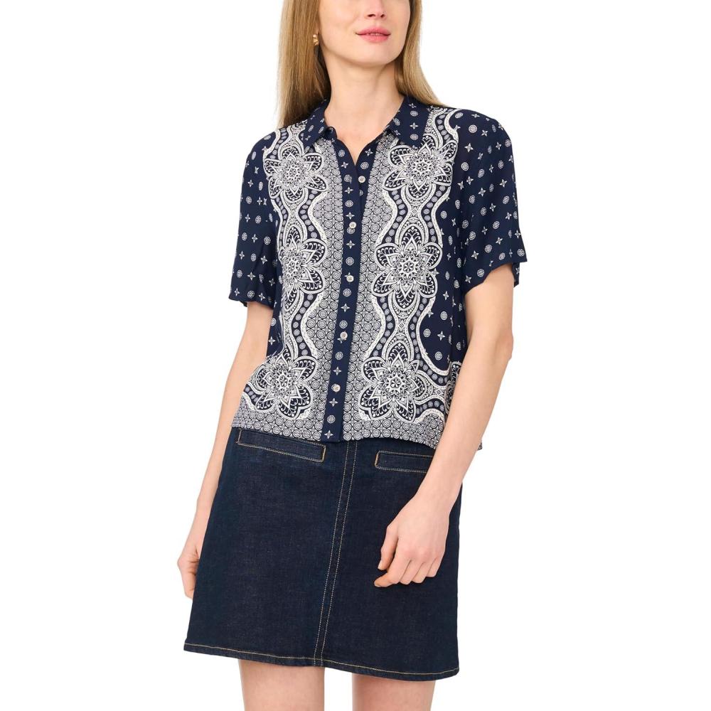 image:imageVince Camuto Womens Collar Button Down Short Sleeve ShirtClassic Navy