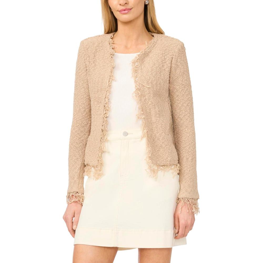 image:imageVince Camuto Womens Cropped Fringe JacketCamel