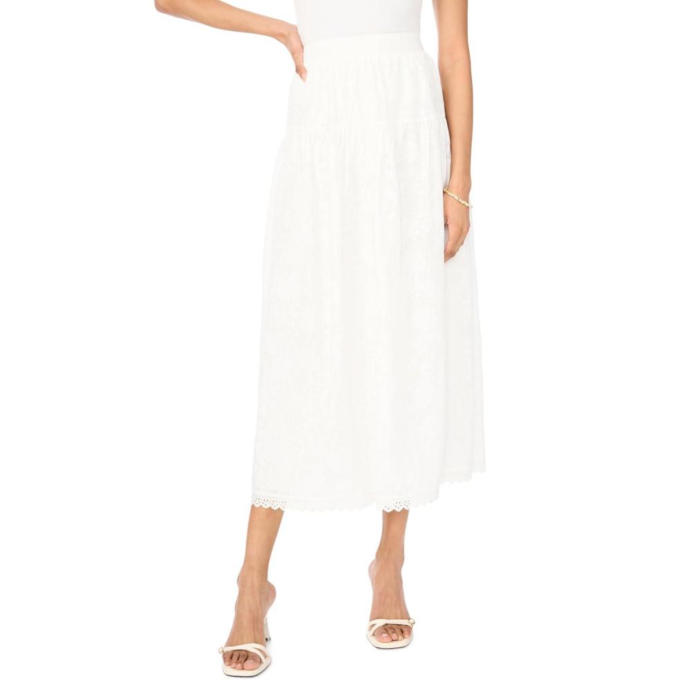 image:imageVince Camuto Womens Yoke Waist Band Maxi SkirtUltra White