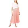 Vince Camuto Women’s Back Elastic Waist Flowy Maxi Skirt(Lobster Red)