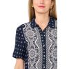 Vince Camuto Women’s Collar Button Down Short Sleeve Shirt(Classic Navy)