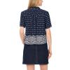 Vince Camuto Women’s Collar Button Down Short Sleeve Shirt(Classic Navy)