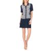 Vince Camuto Women’s Collar Button Down Short Sleeve Shirt(Classic Navy)