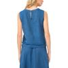 Vince Camuto Women’s Faux Denim Crepe Sleeveless Crew Neck Top(Deep Blue)
