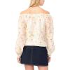 Vince Camuto Women’s Floral Off the Shoulder Long Sleeve Blouse(Ultra White)