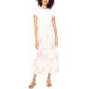 Vince Camuto Women’s Floral Pleated Straight Hem Maxi Skirt(Lemon Cream)