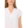 Vince Camuto Women’s Front Placket V-Neck Blouse(Ultra White)