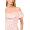 Vince Camuto Women’s Off-the-Shoulder Ruffle Tier Smocked Dress(Rose Hip)