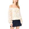 Vince Camuto Women’s Floral Off the Shoulder Long Sleeve Blouse(Ultra White)