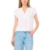 Vince Camuto Women’s Front Placket V-Neck Blouse(Ultra White)
