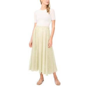 Vince Camuto Women’s Back Elastic Waist Flowy Maxi Skirt(Sage)
