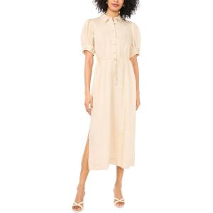 Vince Camuto Women’s Drawcord Waist Midi Shirt Dress(Birch)