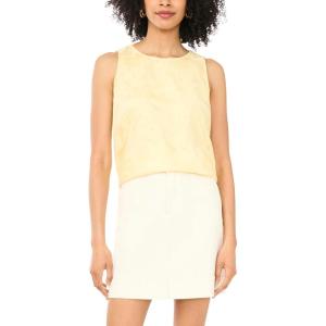 Vince Camuto Women’s Embroidery Tencel Side Vent Tank Top(Lemon Cream)