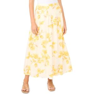 Vince Camuto Women’s Floral Pleated Straight Hem Maxi Skirt(New Ivory)