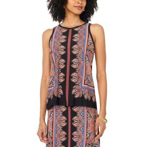 Vince Camuto Women’s Printed Sleeveless Tank Top(Rust)