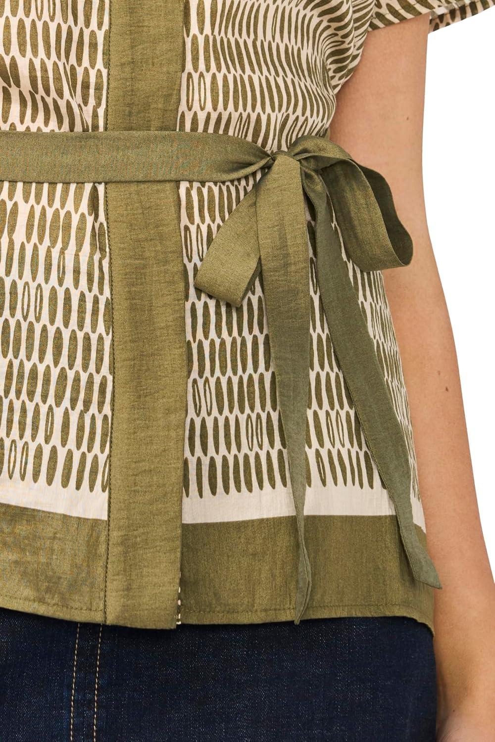 image:imageVince Camuto Womens Celted Crew Neck BlouseLight Olive