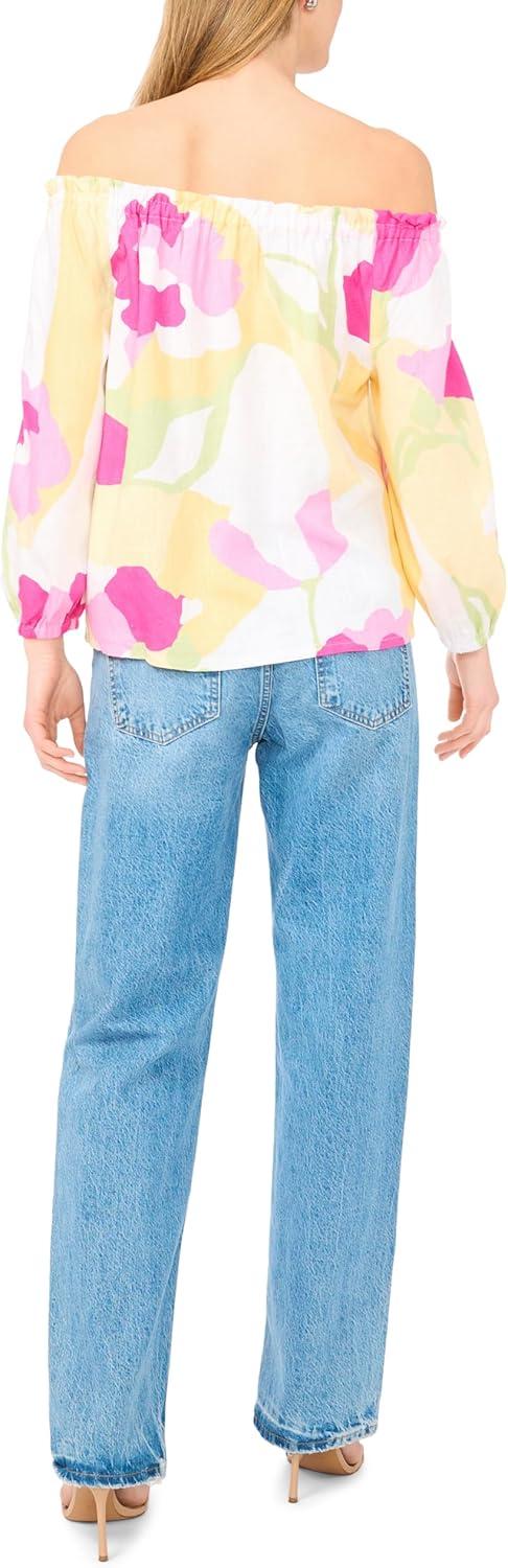 image:imageVince Camuto Womens Elastic Neck amp Cuff Long Sleeve TopPale Lemon