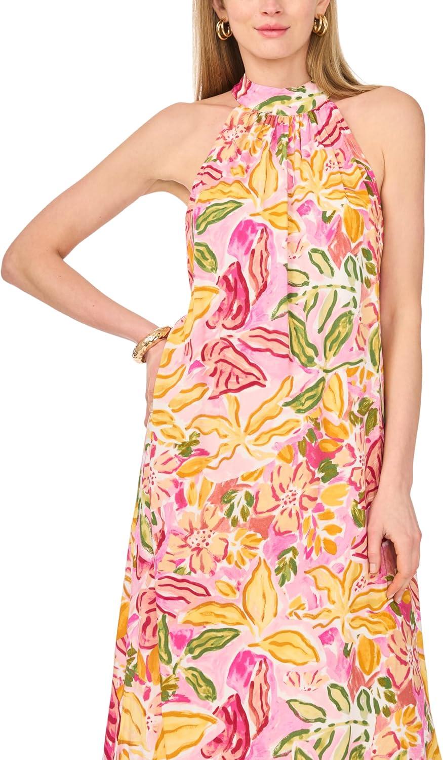 image:imageVince Camuto Womens Halter Tie Back Maxi DressPlush Pink