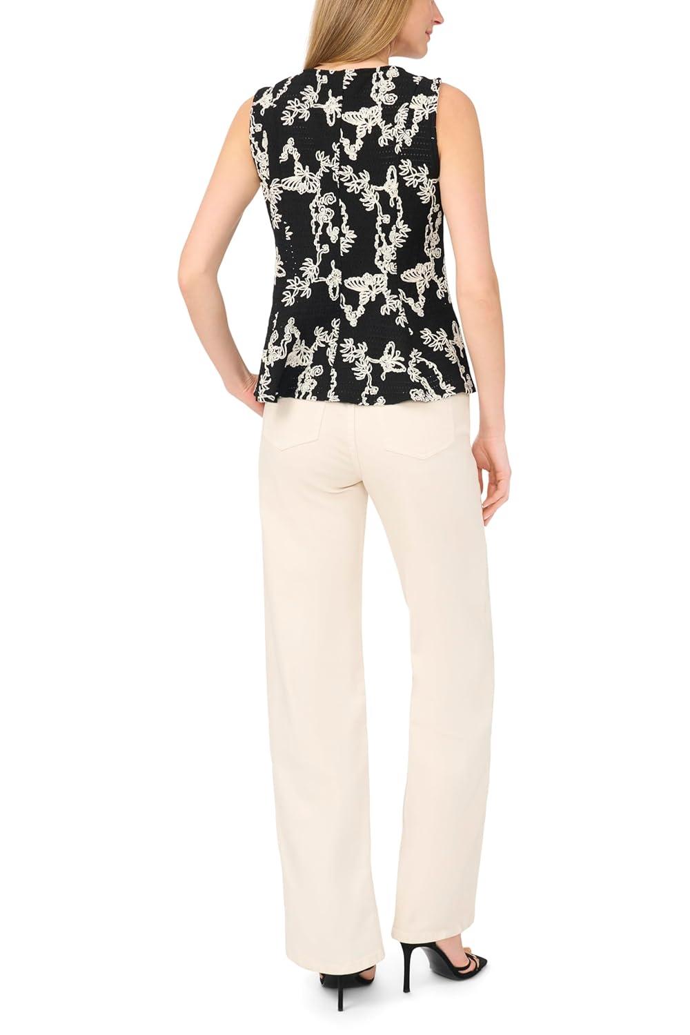 image:imageVince Camuto Womens Printed Sleeveless TopRich Black