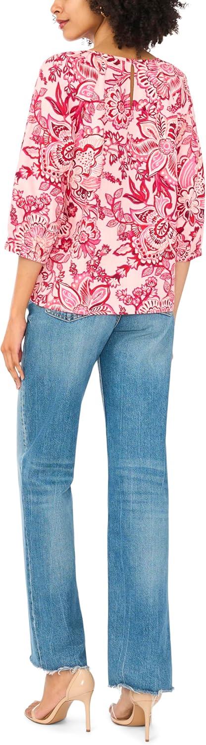 image:imageVince Camuto Womens Raglan Puff 34 Sleeve BlouseCherry Red