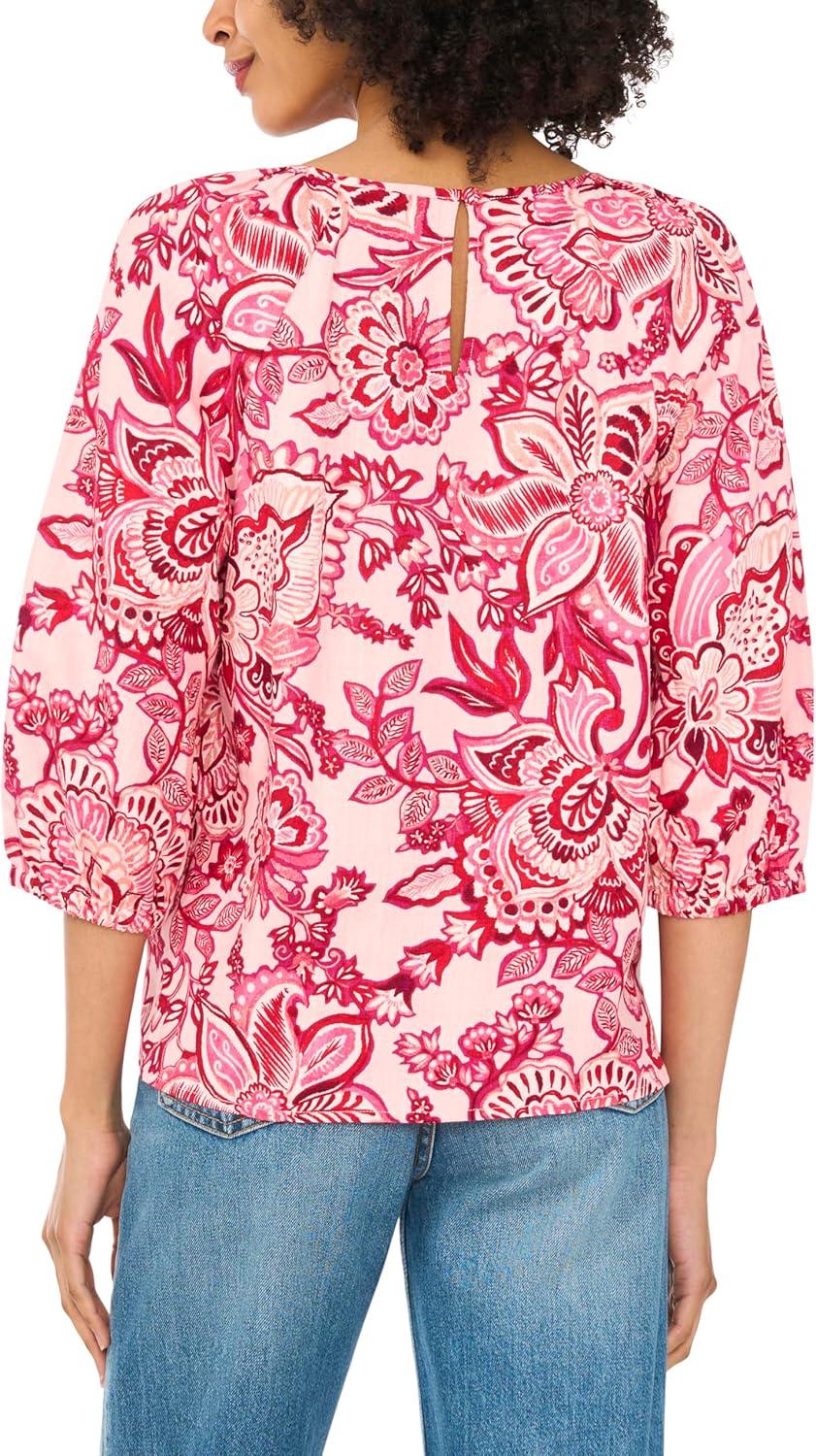 image:imageVince Camuto Womens Raglan Puff 34 Sleeve BlouseCherry Red