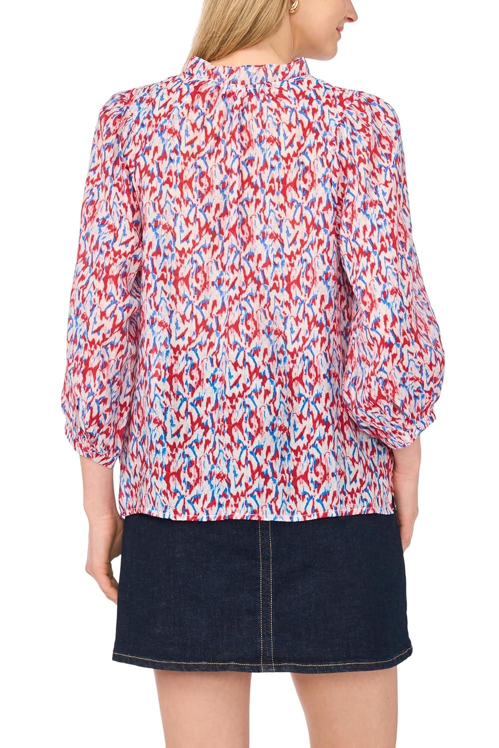 image:imageVince Camuto Womens Raglan Split Neck 34 Sleeve BlouseRed Hot