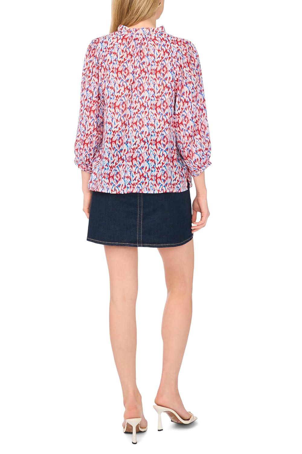 image:imageVince Camuto Womens Raglan Split Neck 34 Sleeve BlouseRed Hot