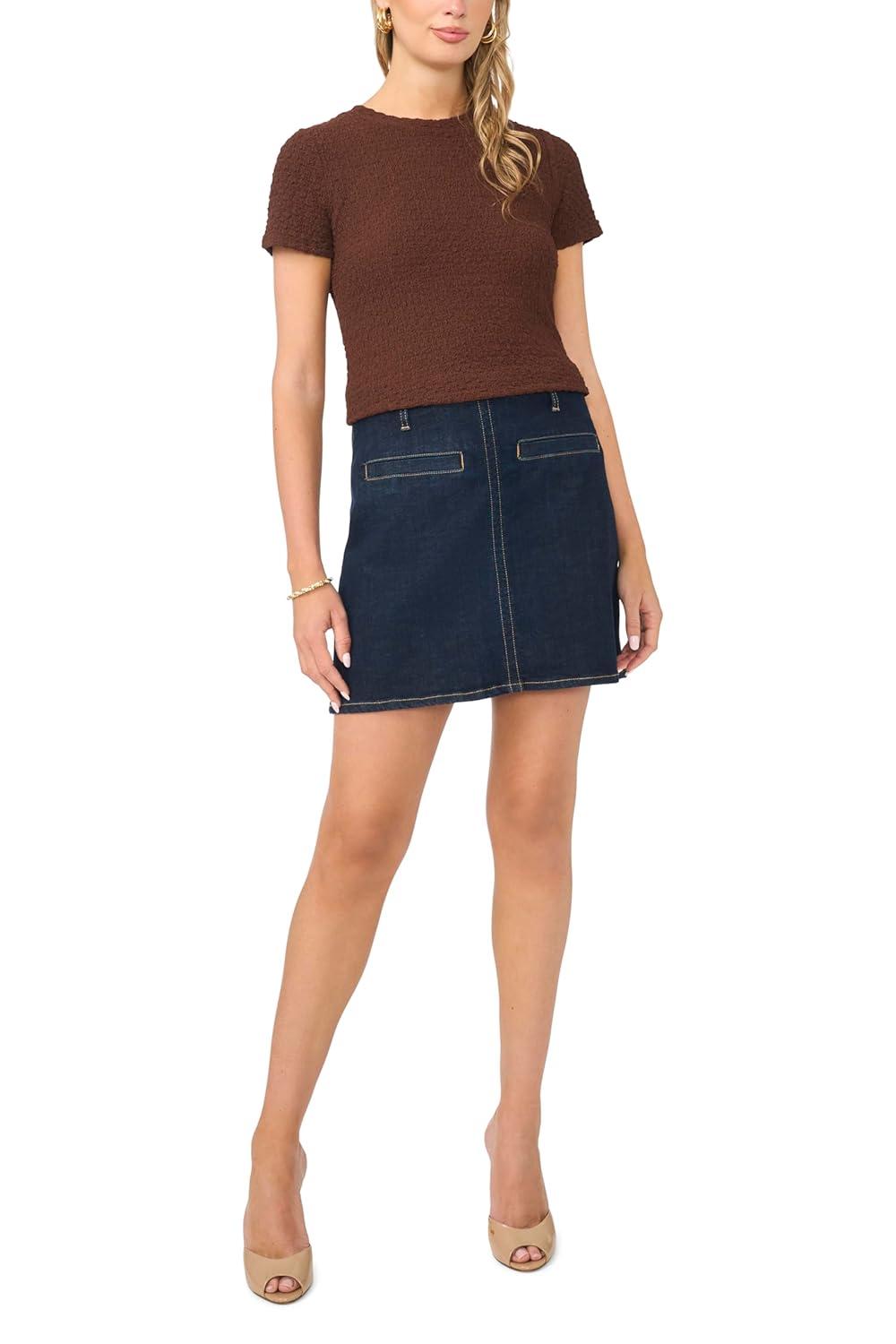 image:imageVince Camuto Womens Short Sleeve Crew Neck TopMocha
