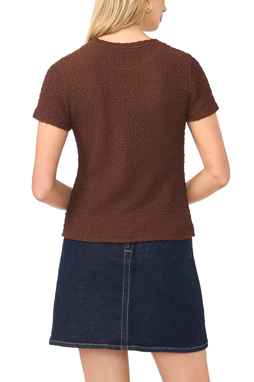 image:imageVince Camuto Womens Short Sleeve Crew Neck TopMocha