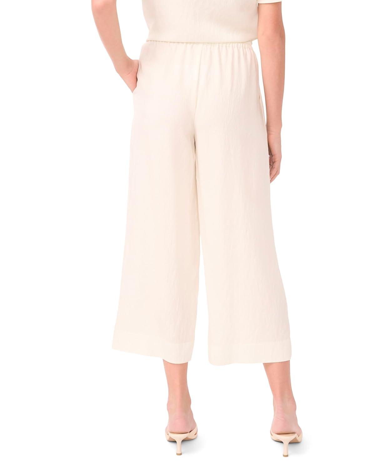 image:imageVince Camuto Womens Smocked Waist Wide Leg PantAntiq White