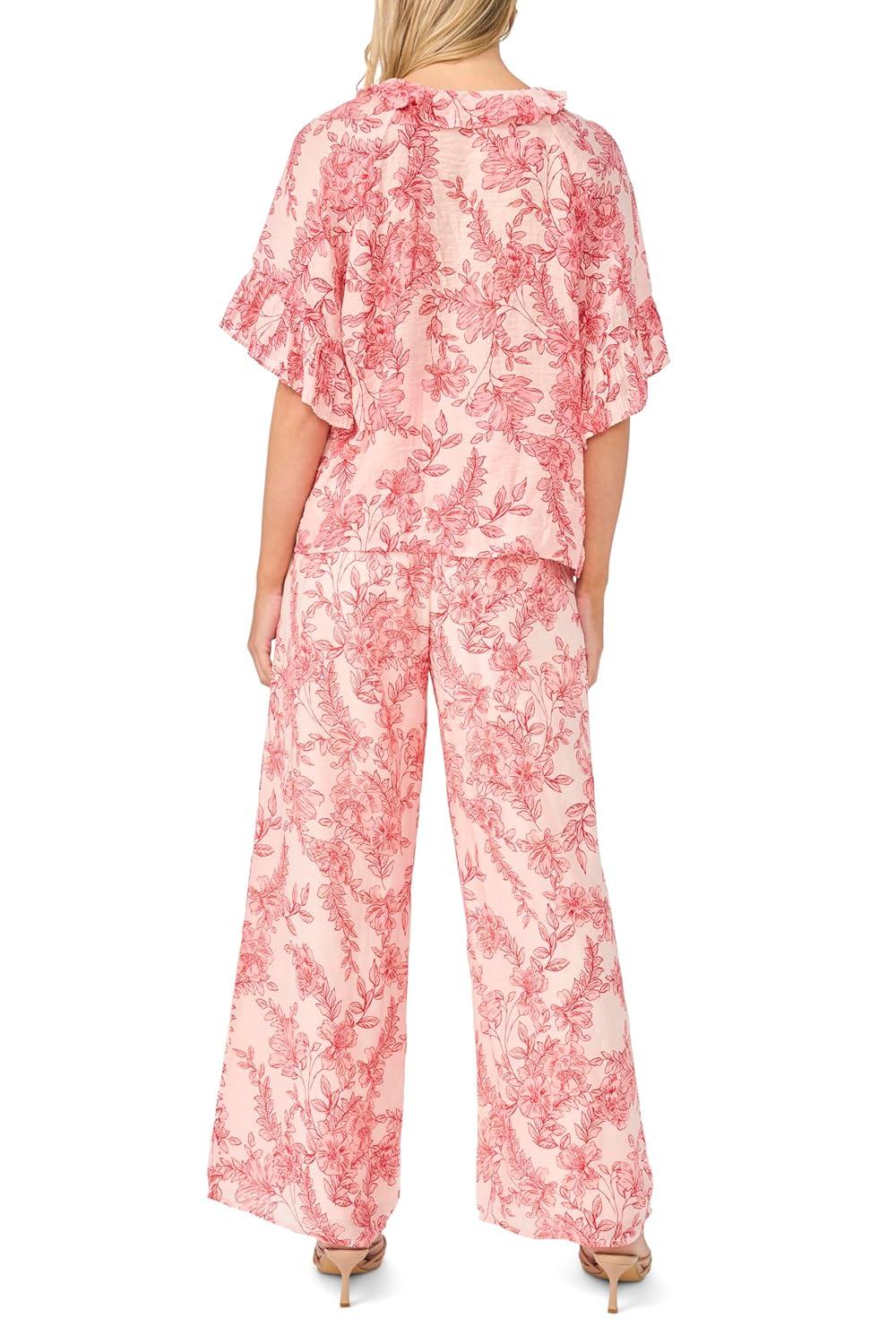 image:imageVince Camuto Womens Smocked Waist Wide Leg PantSummer Rose