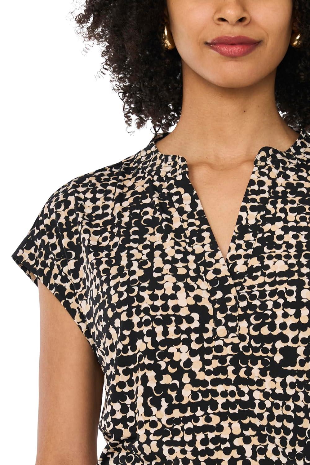 image:imageVince Camuto Womens V Front Placket Short Sleeve BlouseRich Black