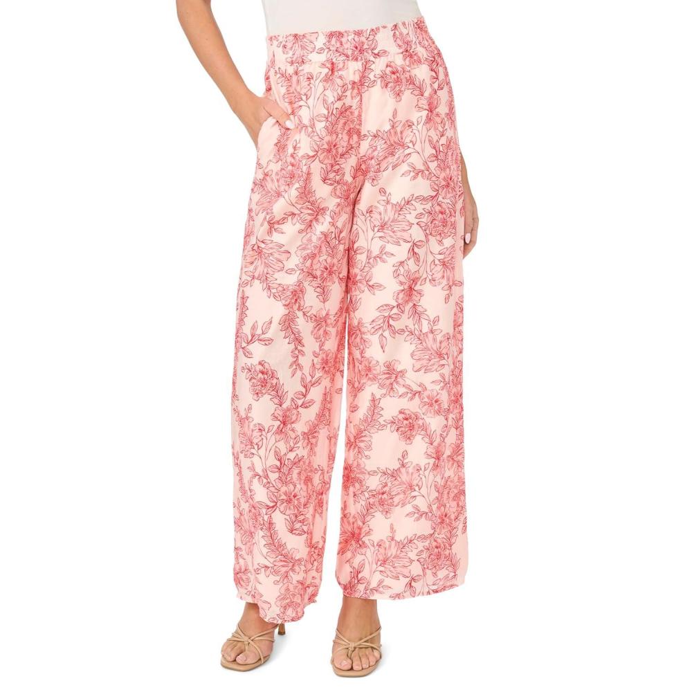 image:imageVince Camuto Womens Smocked Waist Wide Leg PantSummer Rose