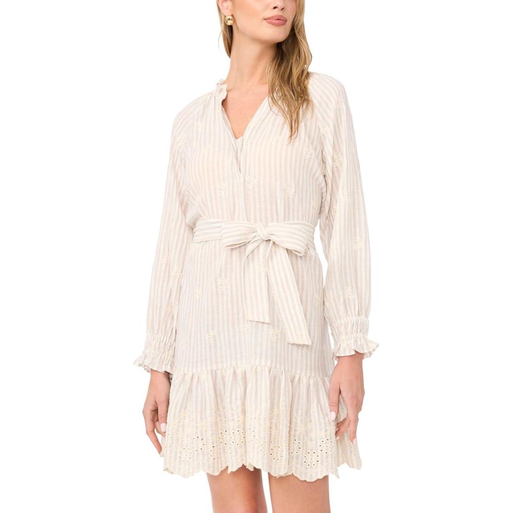 image:imageVince Camuto Womens Waist Tie Long Sleeve Mini DressBirch