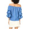 Vince Camuto Women’s Bubble Sleeve Off the Shoulder Blouse(Classic Indigo)